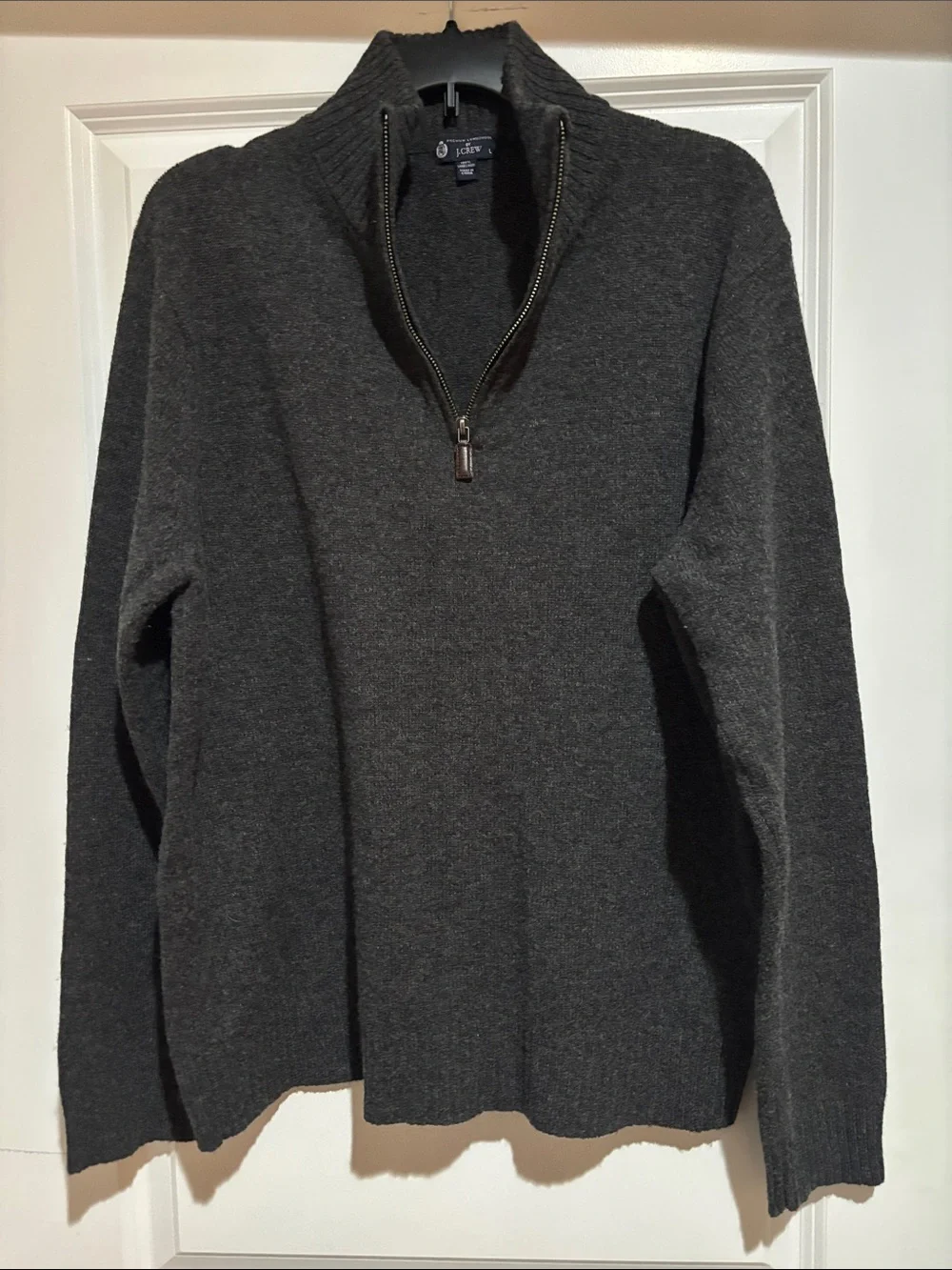 J. Crew Men’s Charcoal Gray Half-Zip (100% Lambs Wool) Sweater